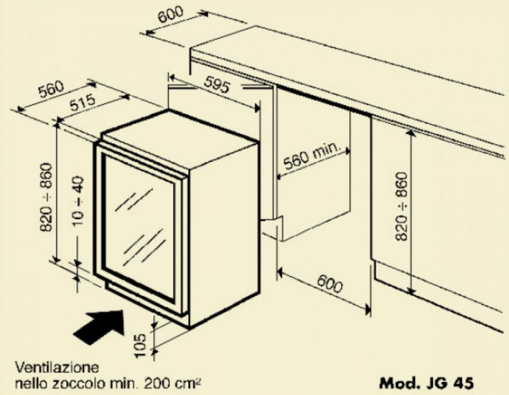Винный шкаф двухзонный Ip Industrie JG 45-6 AD CF