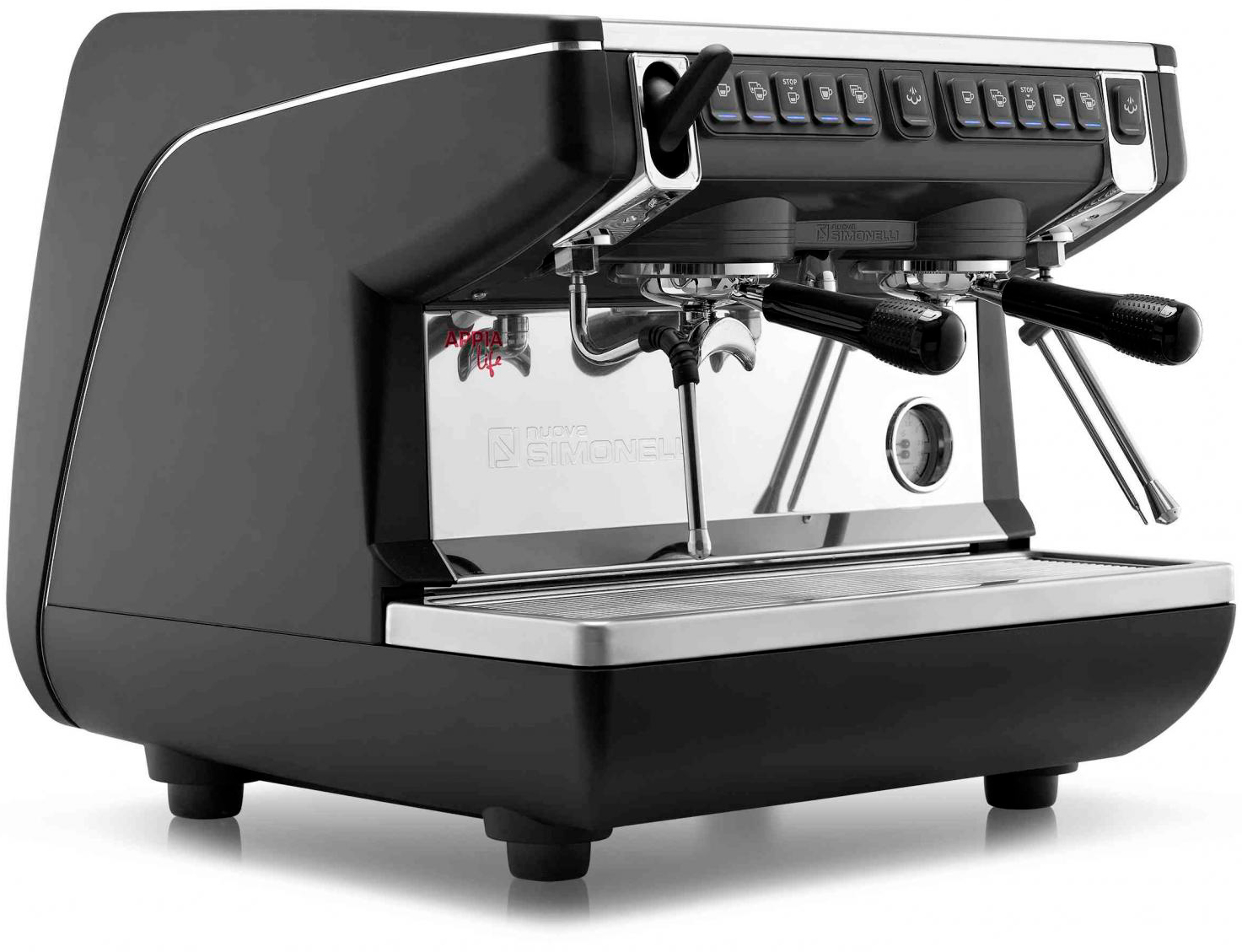 Рожковая кофемашина Nuova Simonelli Appia Life Compact 2Gr V 220V черная +экономайзер+высокие группы (167631)