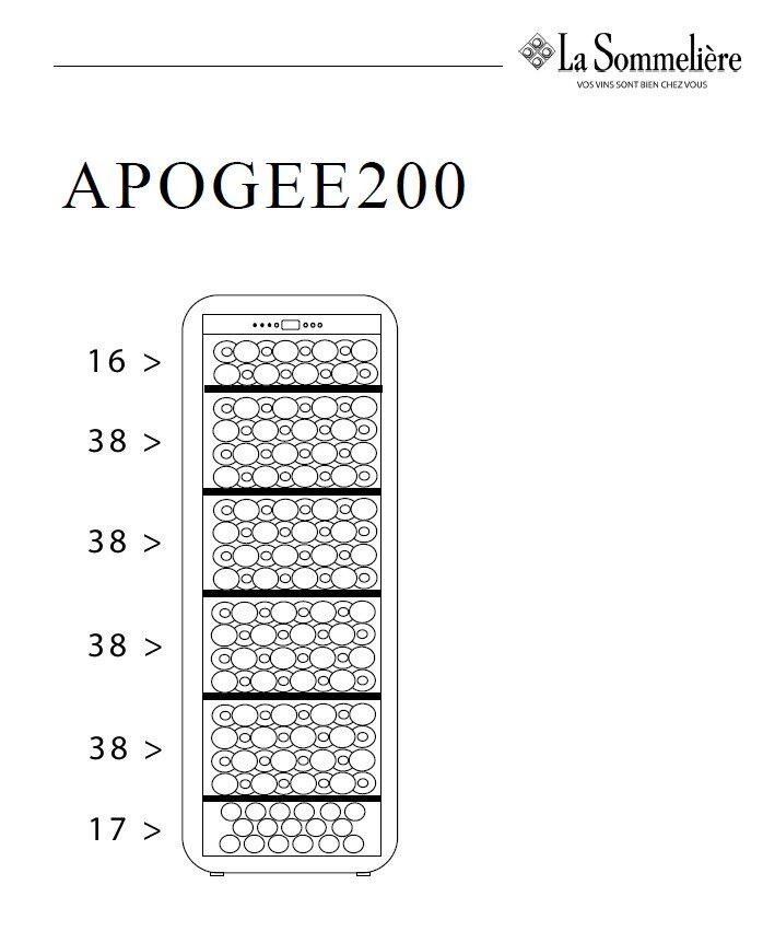 Винный шкаф монотемпературный La Sommeliere APOGEE200
