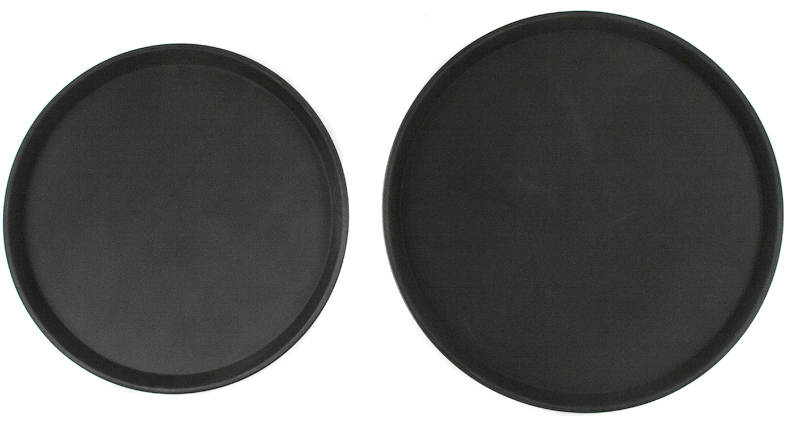 Поднос прорезиненный круглый Luxstahl 350х25 мм черный [1400CT Black]