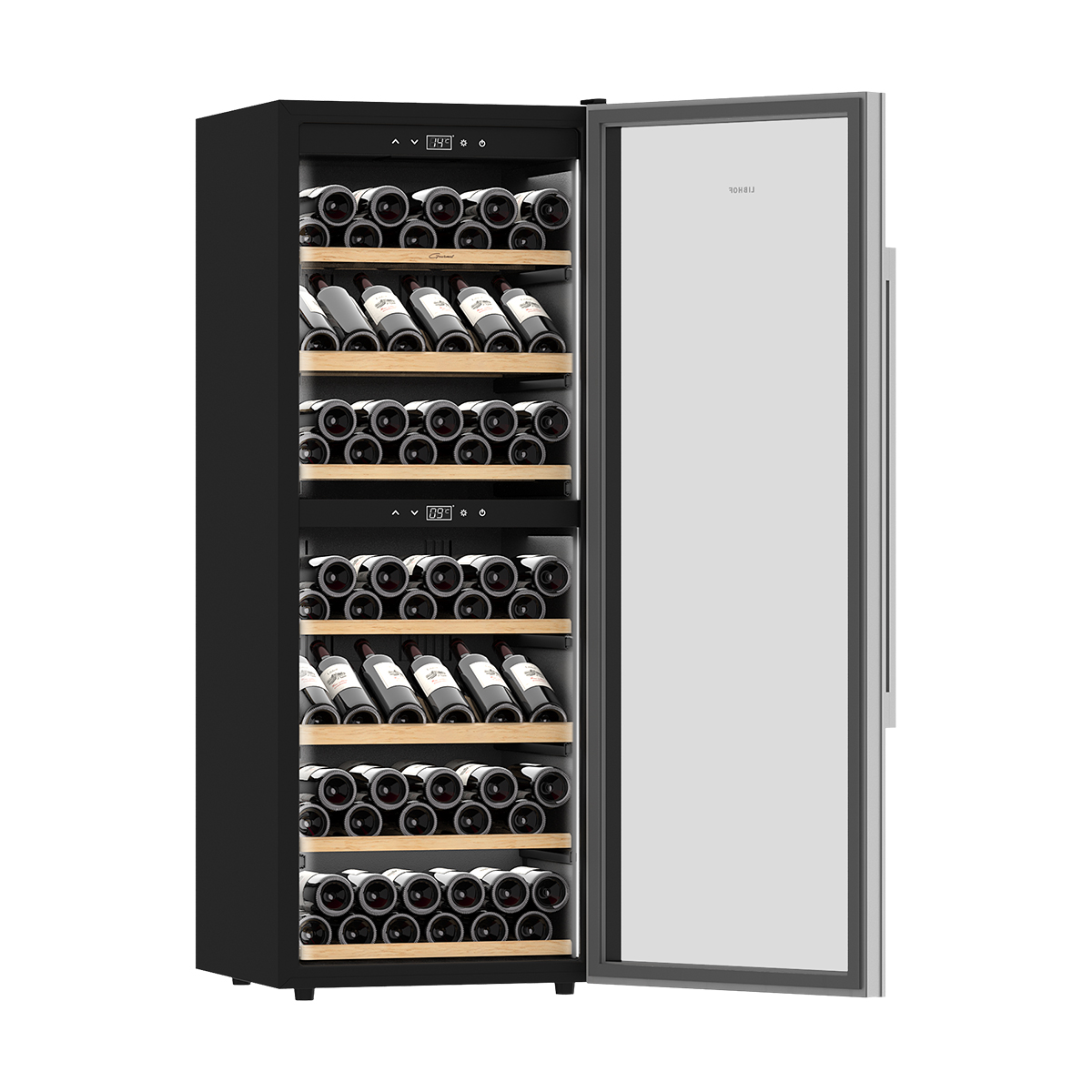 Винный шкаф двухзонный Libhof GQD-126 black