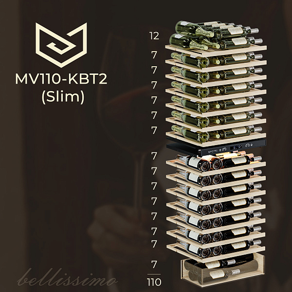 Винный шкаф двухзонный Meyvel MV110-KBT2 (Slim)