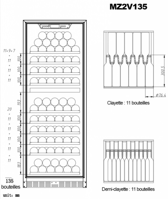Двухзонный винный шкаф La Sommeliere MZ2V135