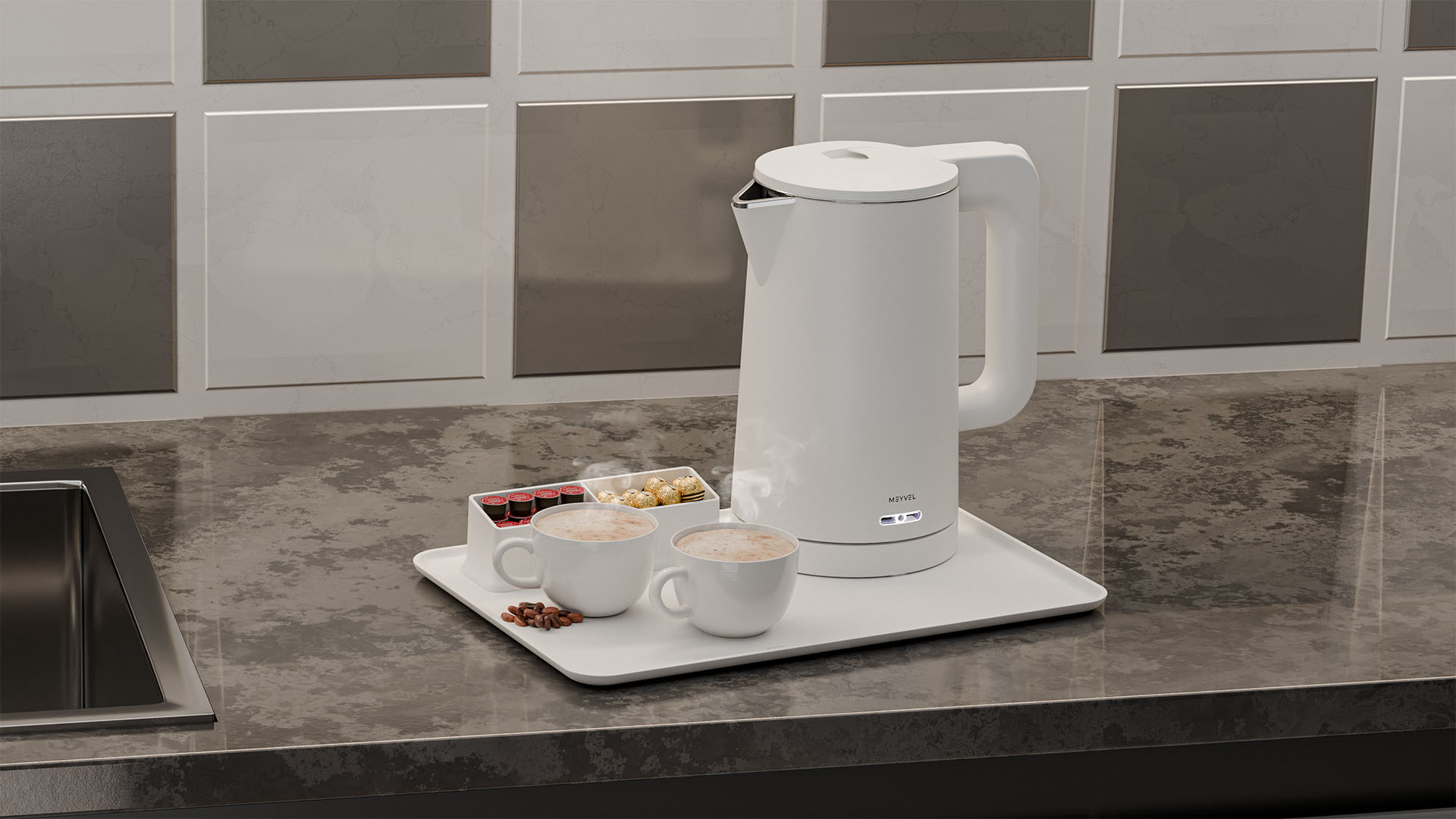 Поднос с менажницей для чая Meyvel A-002 (White)
