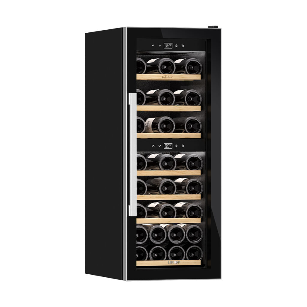 Винный шкаф двухзонный Libhof GQD-38 black