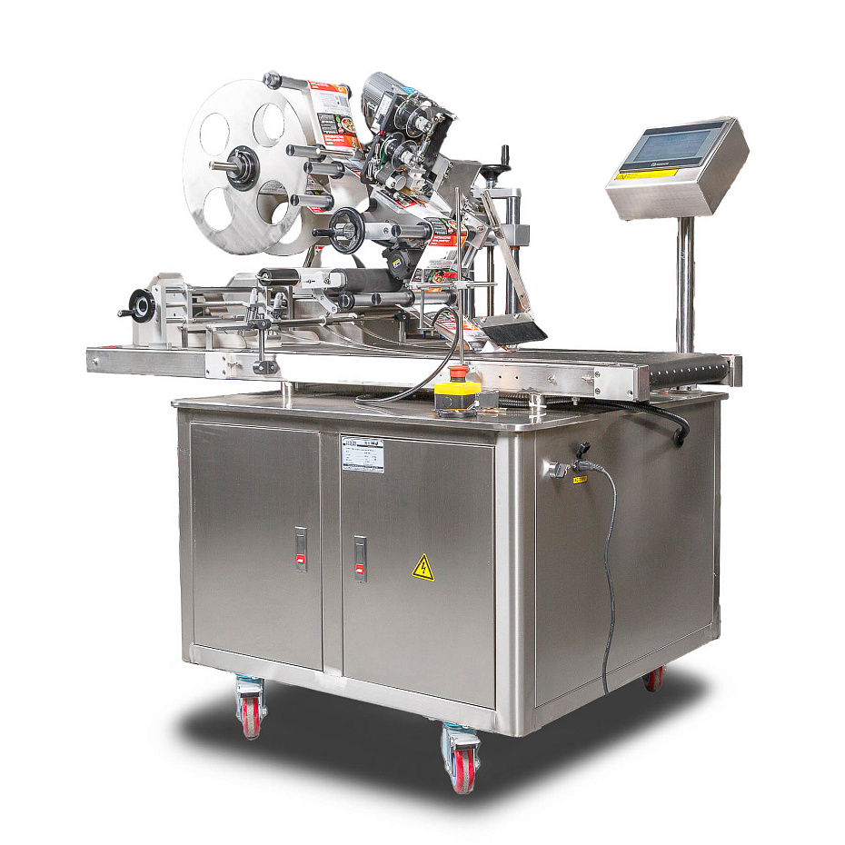 Автоматический этикетировщик для пакетов Hualian Machinery HLMT-280P (вакуумный захват, термотрансферная печать)