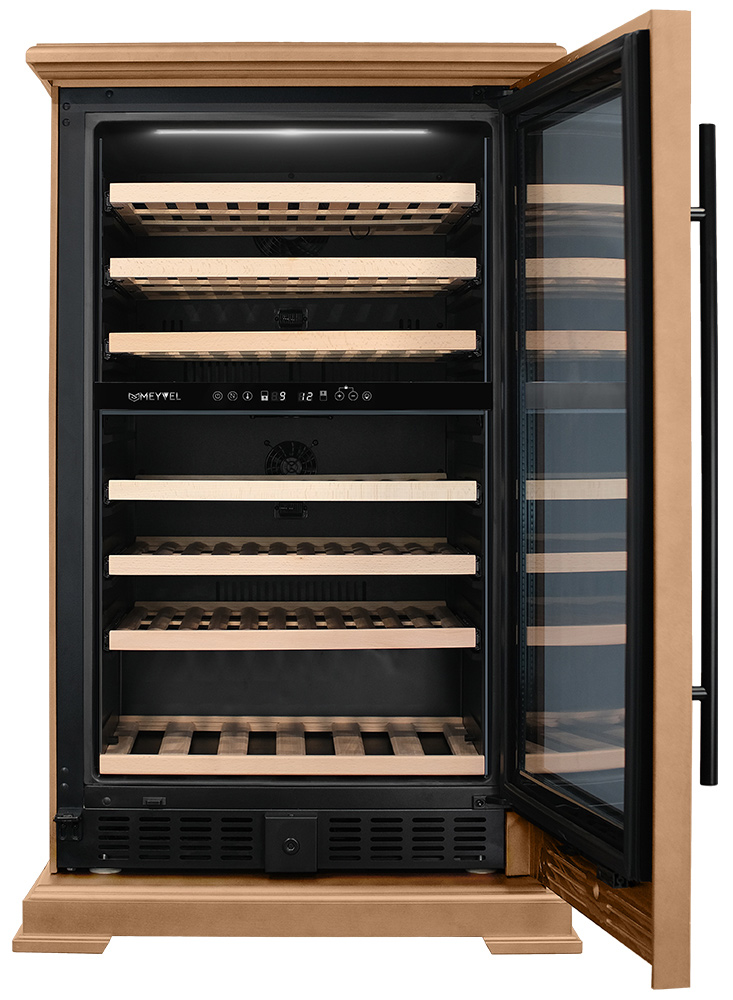 Винный шкаф двухзонный Meyvel MV77PRO-KBT2 (Натуральный бук)