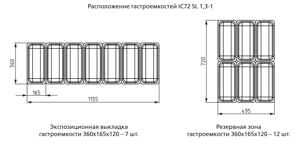 Витрина для мороженого Полюс IC72 SL 1,3-1 индивидуальное исполнение