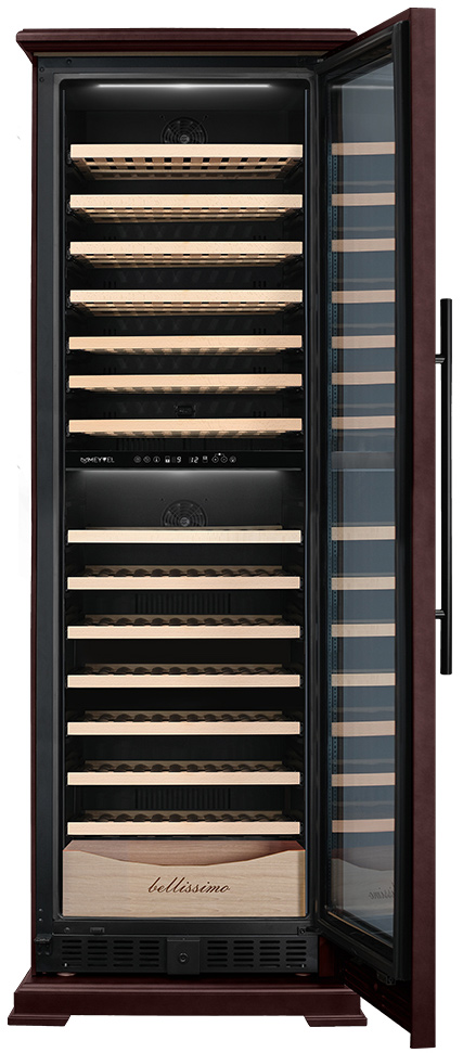 Винный шкаф двухзонный Meyvel MV163PRO-KBT2 (Спелая вишня)