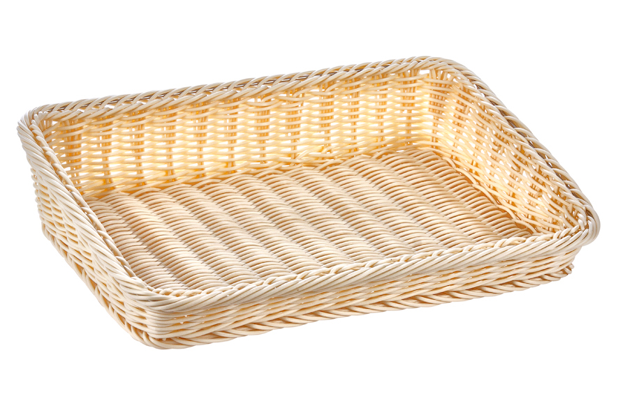 Корзинка пластиковая со скошенным бортом Luxstahl 380х260 мм бежевая [Beige 5450]