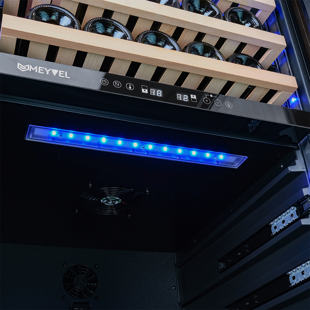 Винный шкаф двухзонный Meyvel MV77PRO-KBT2 (Тёмный шоколад)