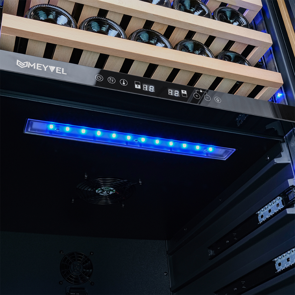 Винный шкаф двухзонный Meyvel MV163PRO-KBT2 (Натуральный бук)