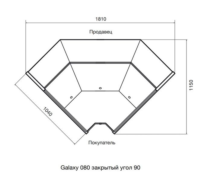 Холодильная витрина Dazzl Galaxy 080 Plug-in Закрытый угол 90 вентилируемая прессервы