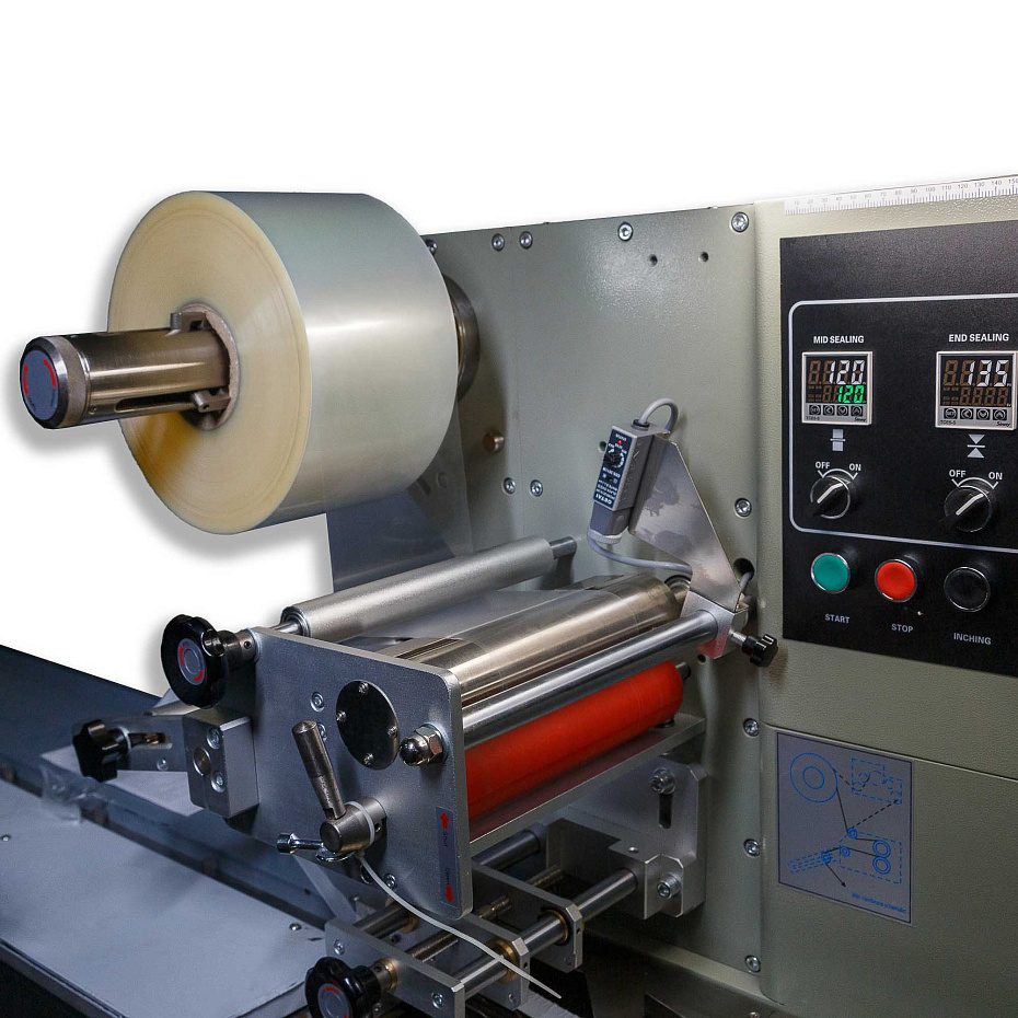 Горизонтальная упаковочная машина Hualian Machinery DXDZ-250B (нерж, сенсорная панель)