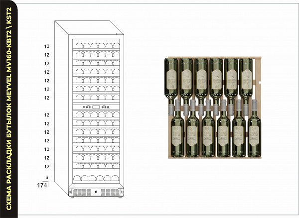 Винный шкаф двухзонный Meyvel MV160-KBT2