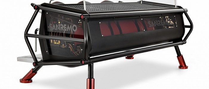 Рожковая кофемашина Sanremo Cafe Racer Naked 2 гр чёрно-красная