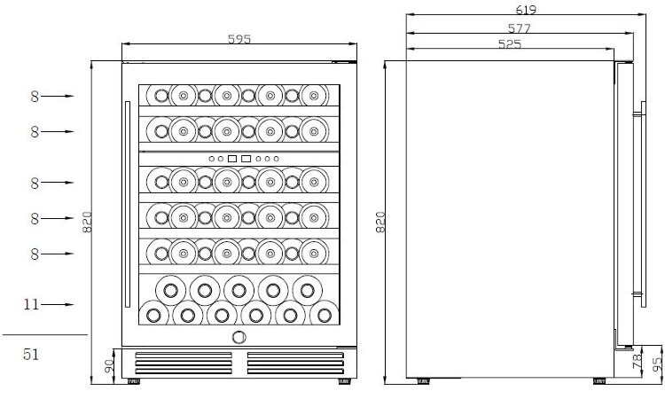 Винный шкаф двухзонный La Sommeliere LSBU51X1