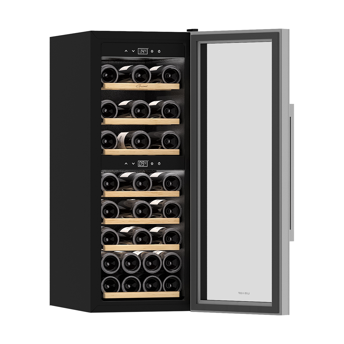 Винный шкаф двухзонный Libhof GQD-38 black