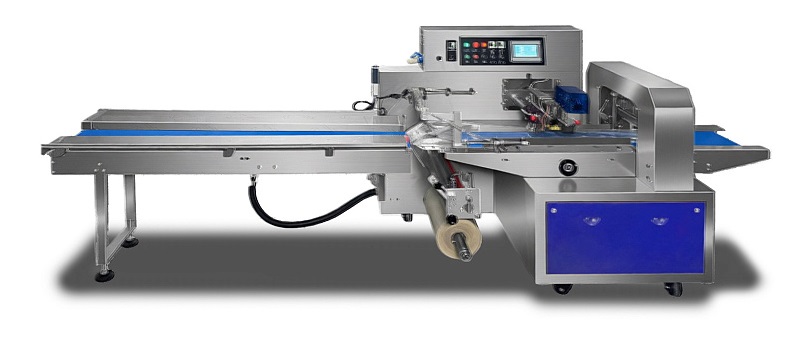 Горизонтальная упаковочная машина Hualian Machinery DXDZ-600XV (нерж., 3 сервoпривода, вакуум., насос 100 м3/ч, лент. 280 мм, мин.пакет Д-180, макс. В-100 мм)