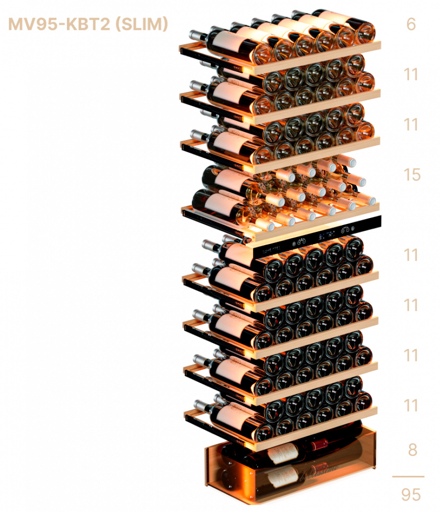 Винный шкаф двухзонный Meyvel MV95-KBT2 (Slim)