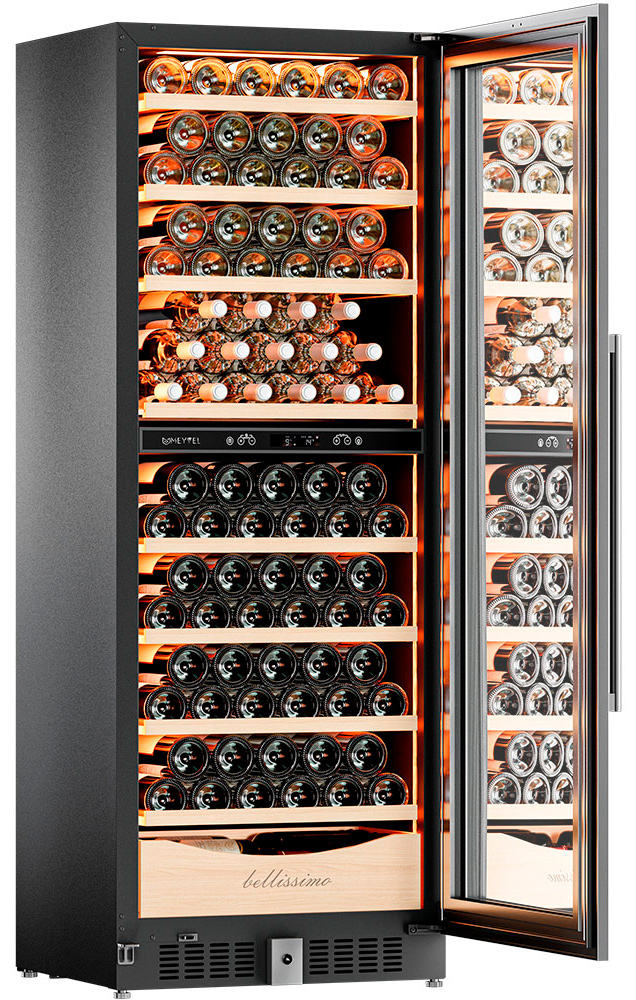 Винный шкаф двухзонный Meyvel MV95-KBT2 (Slim)