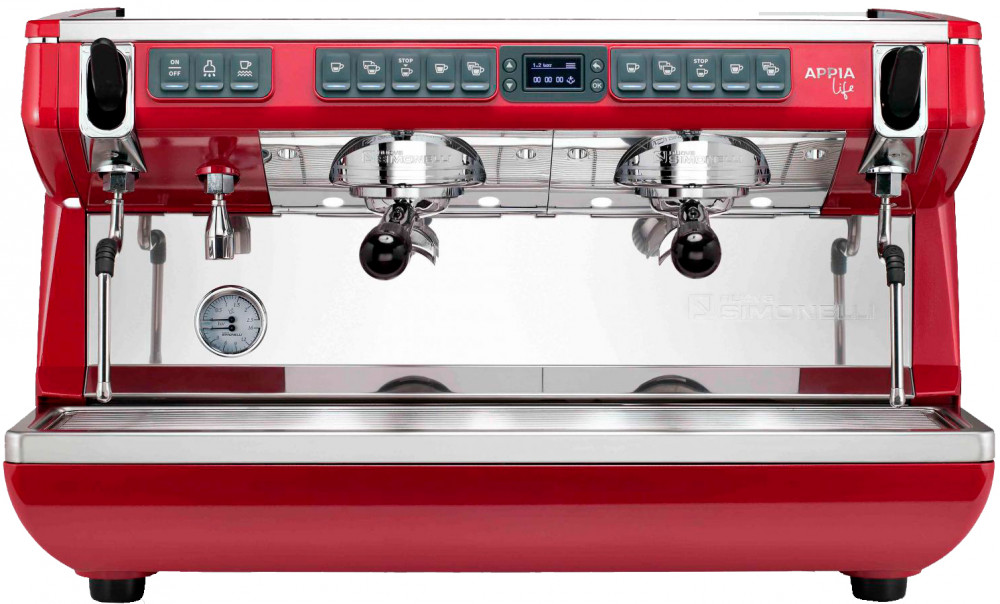 Рожковая кофемашина Nuova Simonelli Appia Life XT 2Gr V 220V красная+высокие группы (168250)