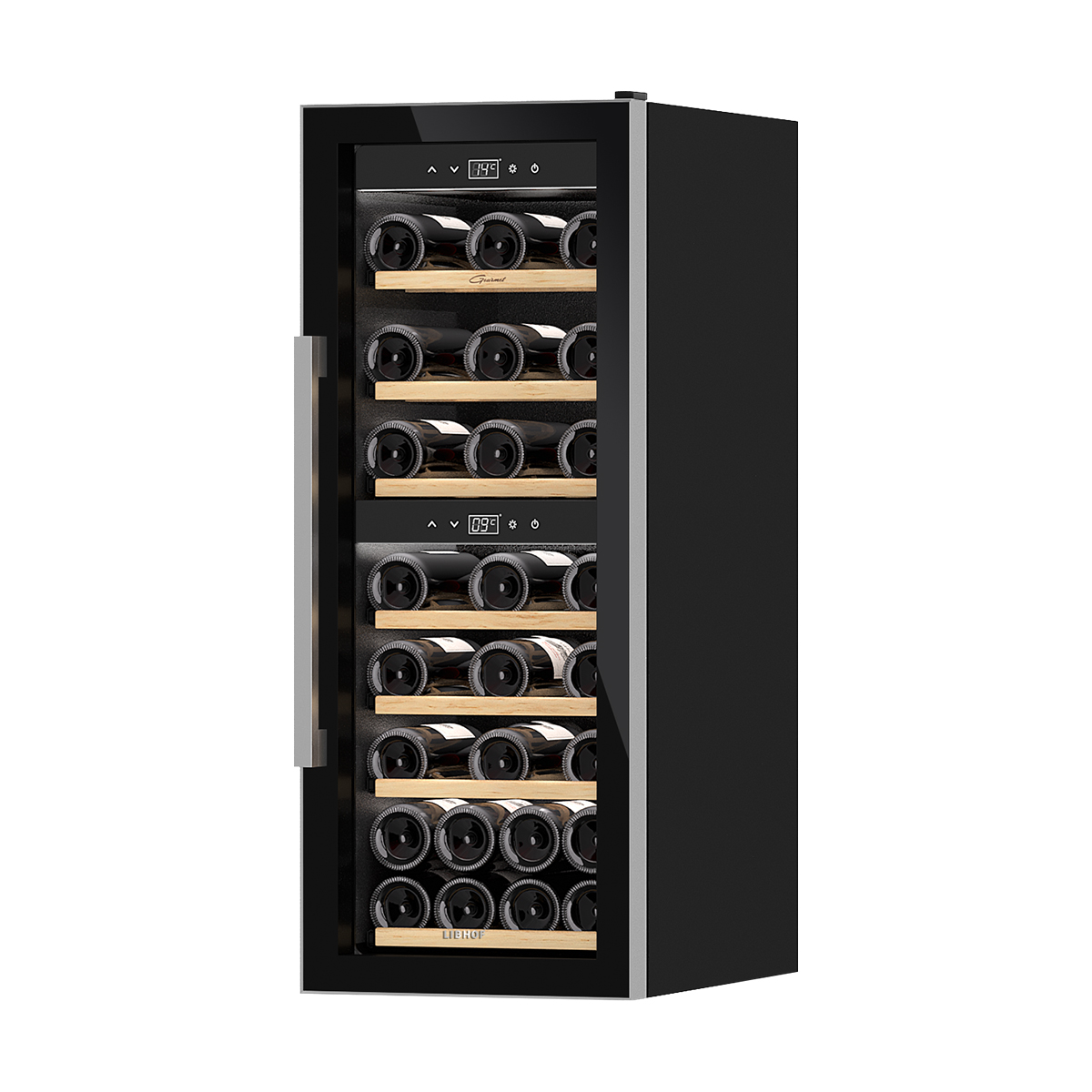 Винный шкаф двухзонный Libhof GQD-38 black