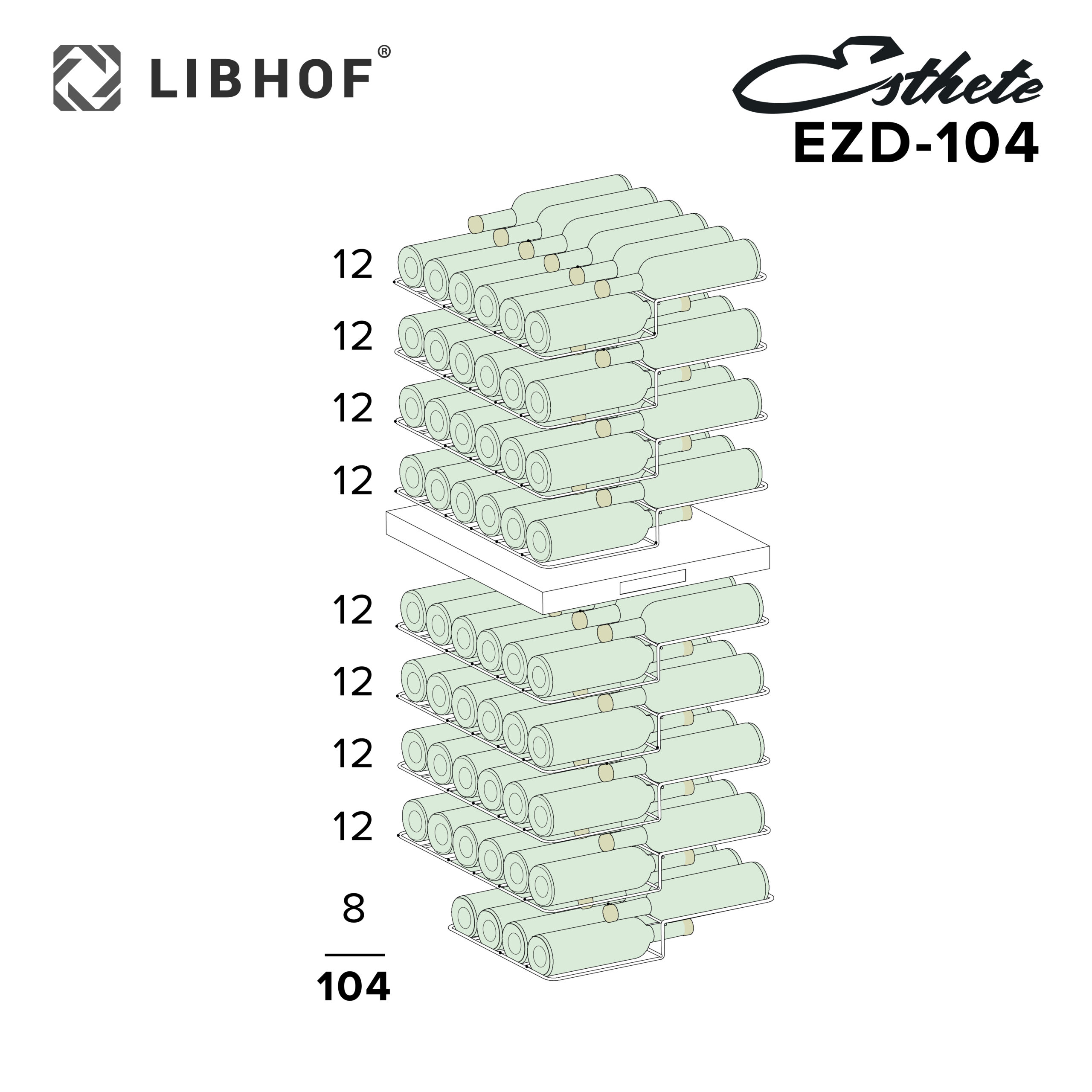 Винный шкаф двухзонный Libhof EZD-104 Black