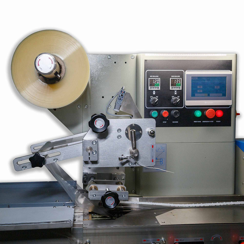 Горизонтальная упаковочная машина Hualian Machinery DXDZ-250B (нерж, сенсорная панель)