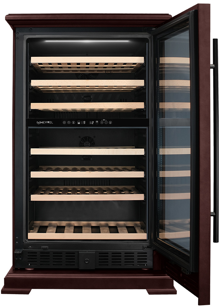 Винный шкаф двухзонный Meyvel MV77PRO-KBT2 (Спелая вишня)