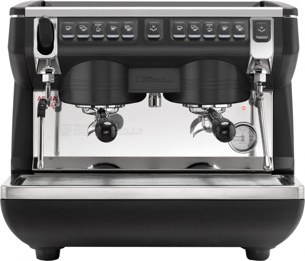 Рожковая кофемашина Nuova Simonelli Appia Life Compact 2Gr V 220V черная +экономайзер+высокие группы (167631)